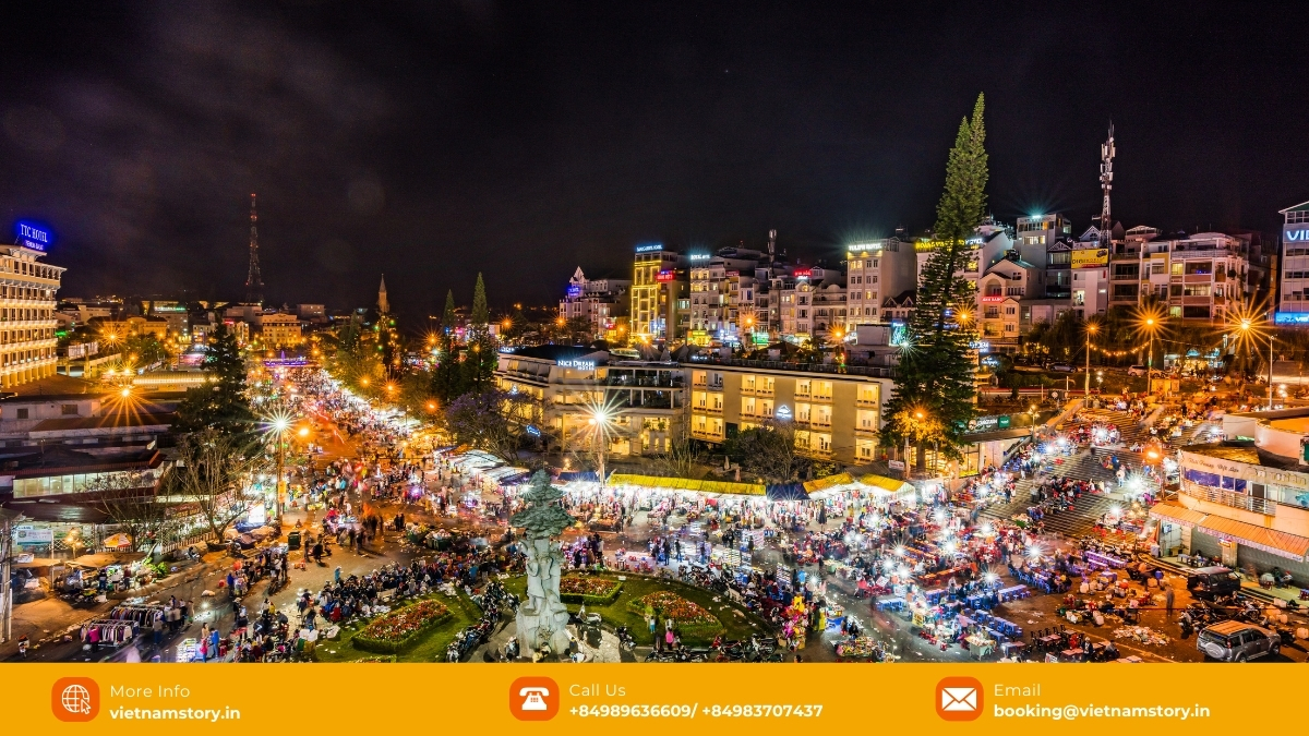 Vietnam Night Markets: A Vibrant Guide to Culture, Food & Shopping 12 Vendor grilling Banh Trang Nuong (Vietnamese Pizza) at the vibrant Da Lat Night Market.