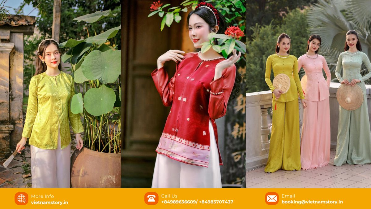 Woman wearing the simple and practical Ao Ba Ba, traditional Southern Vietnamese garment Woman wearing the simple and practical Ao Ba Ba, traditional Southern Vietnamese garment