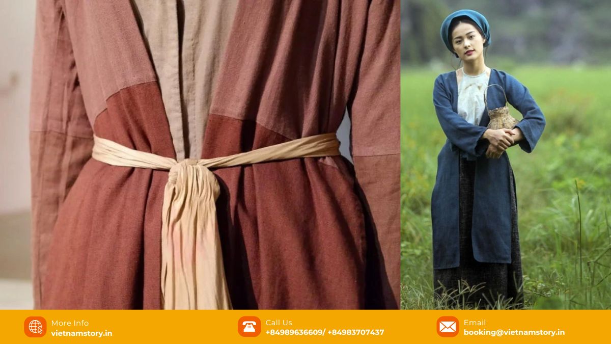 The Áo Tứ Thân, often paired with the large Nón Quai Thao hat, was widely worn by women in Northern Vietnam centuries before the Áo Dài. Women wearing the traditional Northern Vietnamese Ao Tu Than costume with Non Quai Thao hats