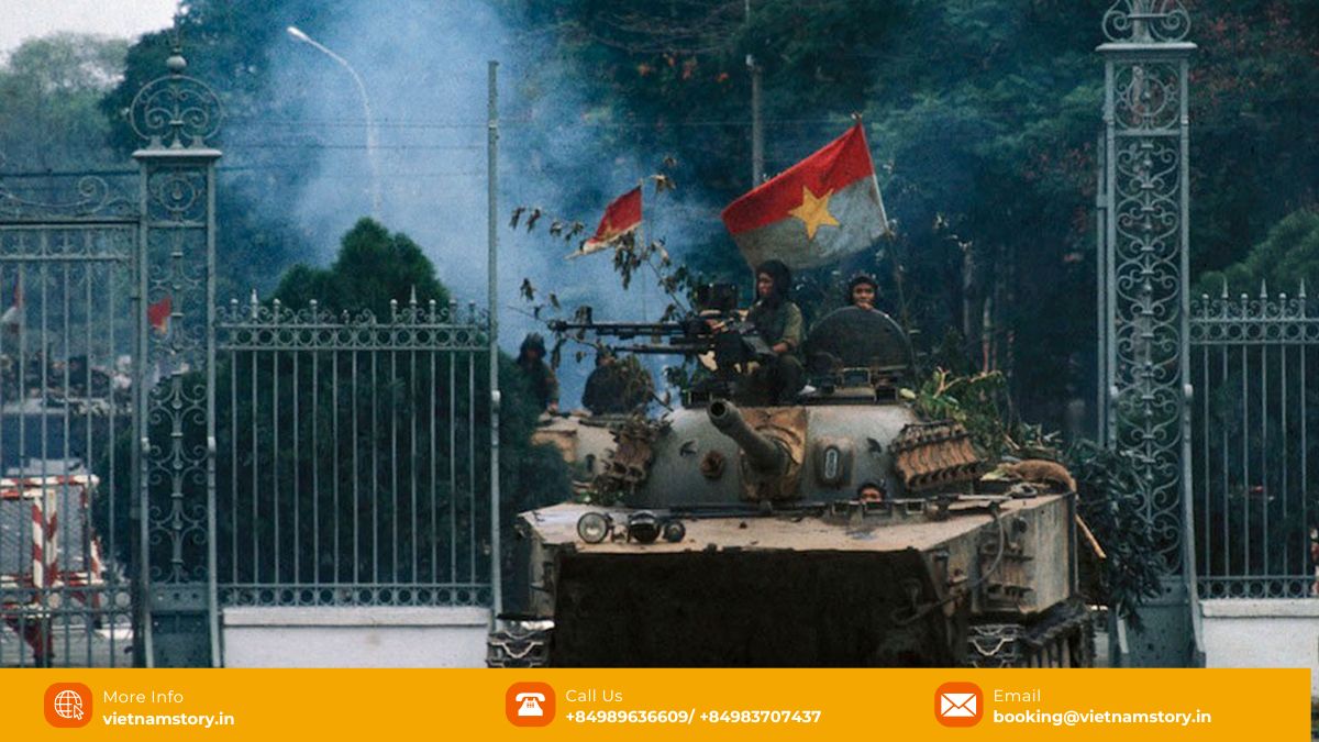 Understanding Vietnamese Reunification Day: History, Significance, and Celebrations 6 Iconic image of North Vietnamese tanks entering the Independence Palace grounds in Saigon on April 30, 1975