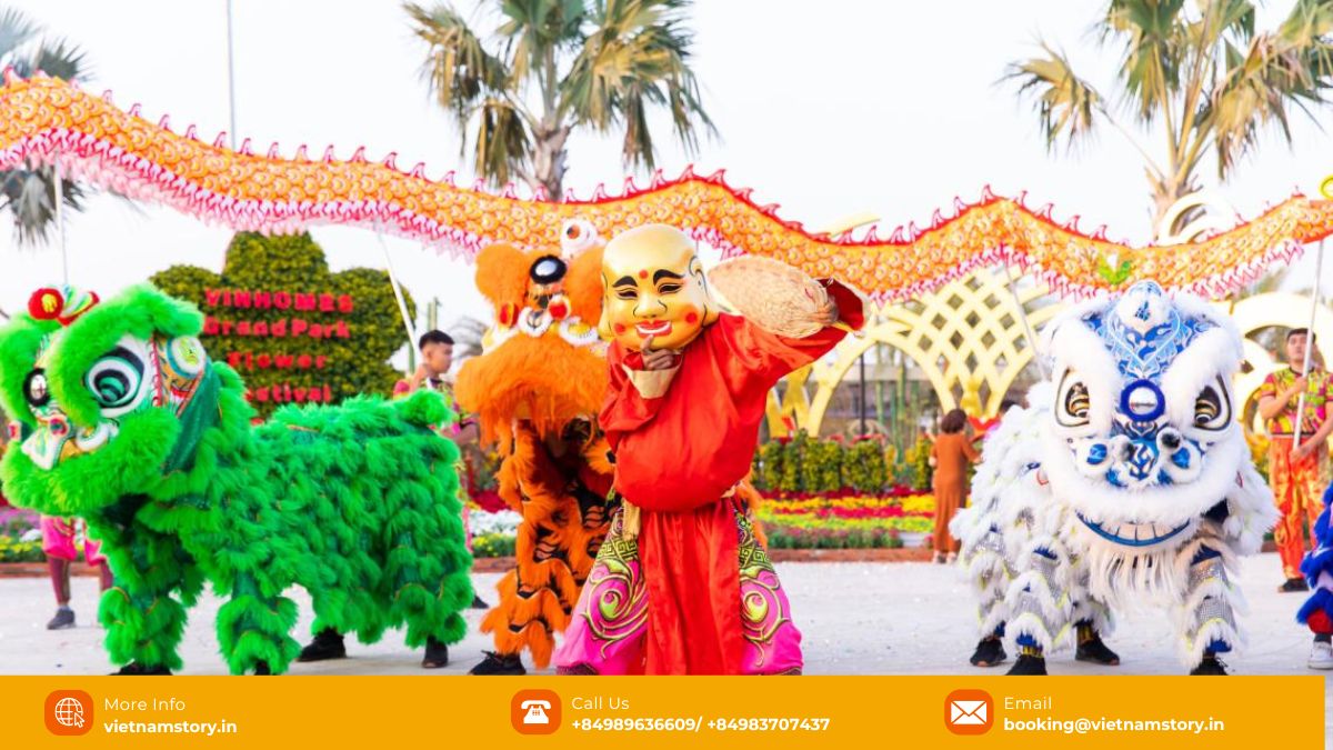 Vietnamese Lion Dance (Múa Lân): Unveiling a Spirited Cultural Tradition 5 Energetic Vietnamese Lion Dance performance, a symbolic art form central to Vietnamese culture and festivals.