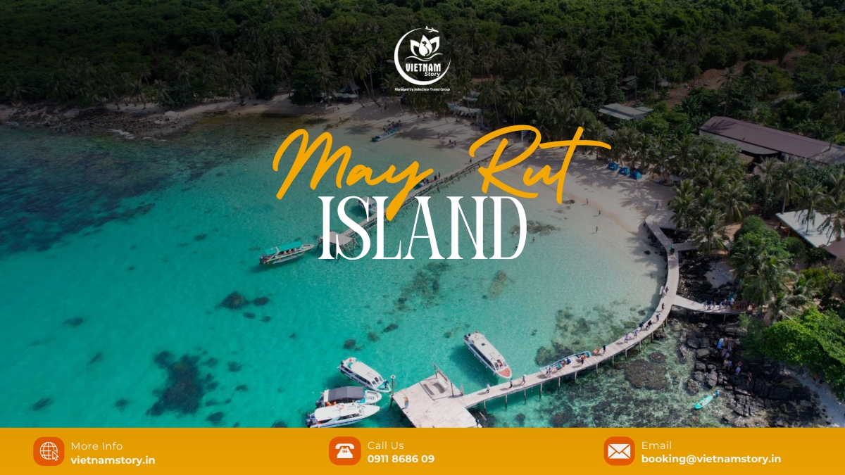 A panoramic view of the turquoise water and white sand beach on May Rut Island, a must-visit destination in Phu Quoc's An Thoi Archipelago A panoramic view of the turquoise water and white sand beach on May Rut Island, a must-visit destination in Phu Quoc's An Thoi Archipelago