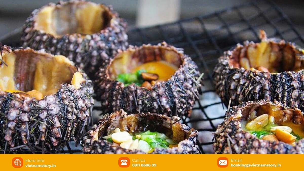 A sensory guide to the sights, sounds and sizzling food of Phu Quoc Night Market 4 Must-try dish - Grilled Sea Urchi in Phu Quoc night market